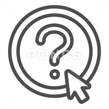 Question button and mouse pointer line icon, online education concept ...