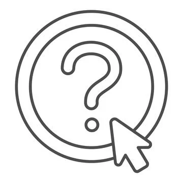 Question button and mouse pointer thin line icon, online education concept Stock Illustration
