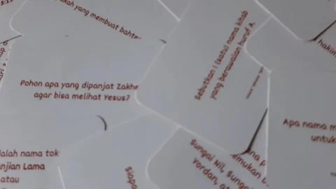 Question Cards, interactive games, Bible games, and Bible studies Stock Footage 289452440