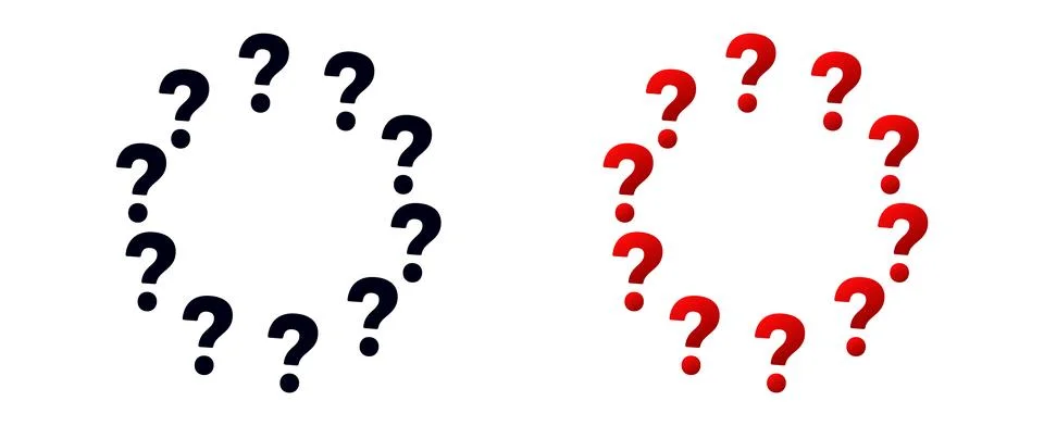 Question circle frame. Ask question round border Illustrazione stock