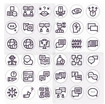 Question Comprehensive Vector Bundle with 36 Grid Fitted Bold Line 64x64 Icon Illustrazione stock