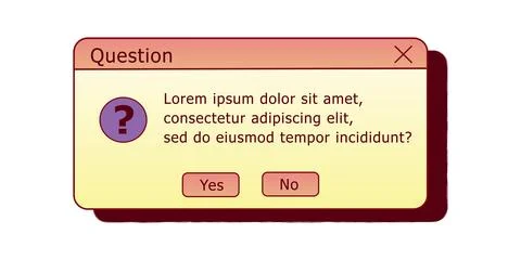 Question dialog box. Retro PC user interface aestetic. Stock Illustration