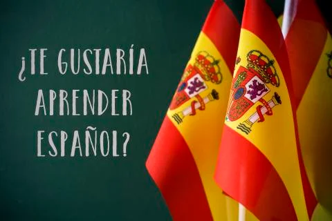 Question do you want to learn Spanish, in Spanish Fotos de archivo