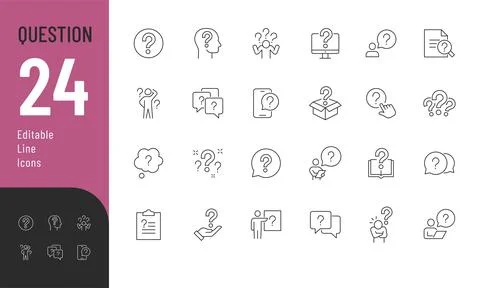 Question Editable Icons set. Stock Illustration