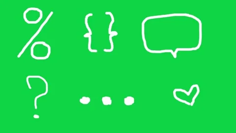 Question, Ellipsis, Speech Bubble, Brackets, Heart, Percent on Green Screen, Stock Footage 320865280