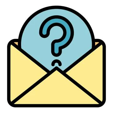 Question envelope icon color outline vector Stock Illustration