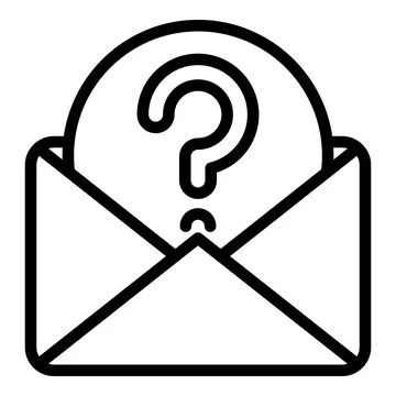 Question envelope icon, outline style Stock Illustration