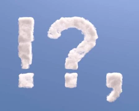 Question, exclamation and comma shape clouds Question, exclamation and com... Stock Photos