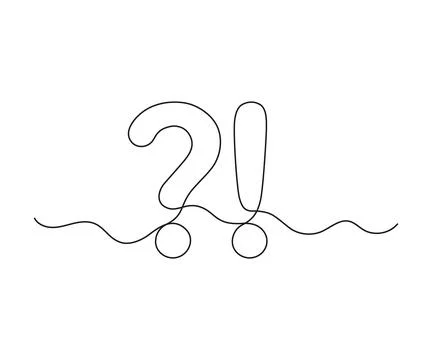 Question exclamation mark, one line continuous drawing. Simple minimalism design Stock Illustration