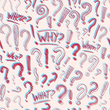 Question exclamation mark Seamless pattern.. Doodle style. Collection of icons Stock Illustration