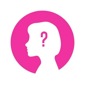 Question girl head icon. Problem solving. The concept of brain activity. Vect イラスト素材