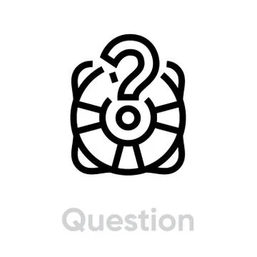 Question lifebuoy help icon. Editable line vector. Stock Illustration