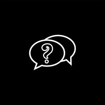 Question Line Icon On Black Background. Black Flat Style Vector Illustration Stock Illustration