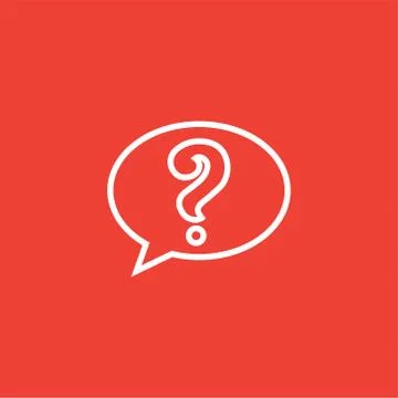 Question Line Icon On Red Background. Red Flat Style Vector Illustration Stock Illustration