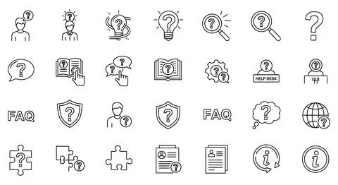 Question line icon set. Set of outline icon Stock Illustration