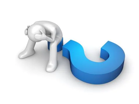 Question (man sitting on a huge question sign) Stock Illustration