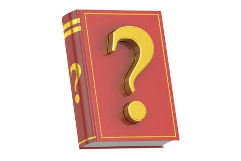 Question Manual concept, book with question mark, 3D rendering Stock Illustration
