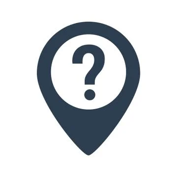 Question map pointer icon on white background. Stock Illustration