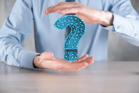 Question mark. 3d abstract on dark background with dots and stars. Ask symbol 스톡 사진