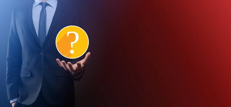 Question mark. 3d abstract on dark background flat icons with long shadows..  Stock Photos