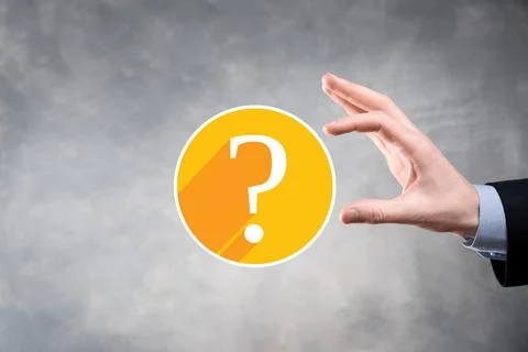 Question mark. 3d abstract on dark background flat icons with long shadows..  Stock Photos