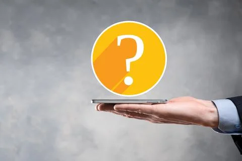 Question mark. 3d abstract on dark background flat icons with long shadows..  Stock Photos