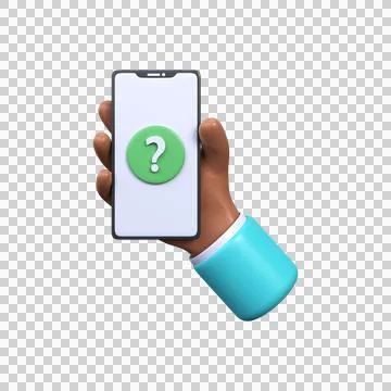 Question mark 3d icon on screen mobile phone Stock Illustration