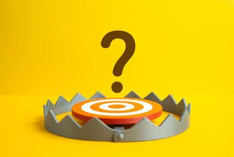 Question mark above the trap. What will attract the target audience to fall.. Stock Photos