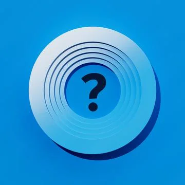 Question Mark in Abstract Paper Cut Circle Shape. 3d Rendering Stock Illustration
