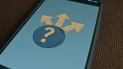 Question mark and 3 arrows, decision making concept, presentation Stock Footage 309680830