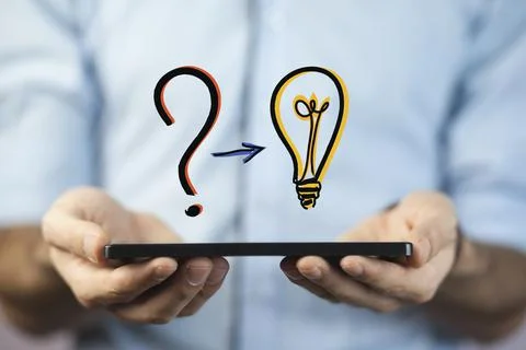 Question mark and bulb Stock Photos