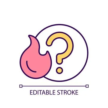 Question mark and burning flame RGB color icon Stock Illustration
