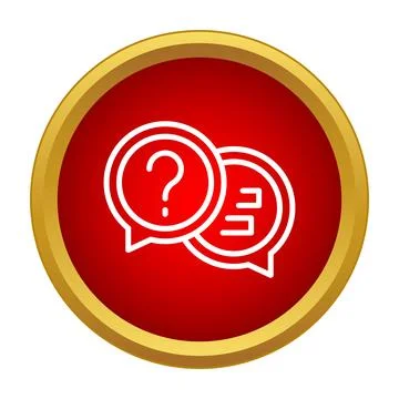 Question mark and chat bubbles icon in red circle Stock Illustration