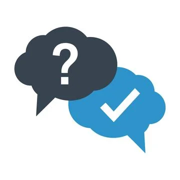Question Mark and Check Mark Speech Bubbles photo image Stock Illustration