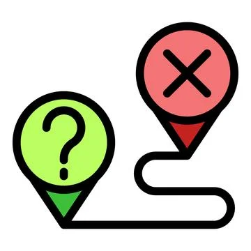 Question mark and cross mark icons showing uncertain path and final destina.. 스톡 일러스트