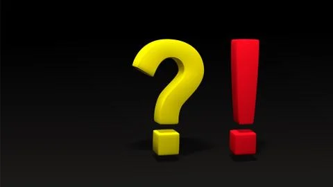 Question mark and Exclamation mark. 3D with perspective. Created mesh. Vector Stock Illustration