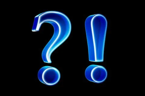 Question mark and exclamation mark with hologram effect, 3D rendering Stock Illustration