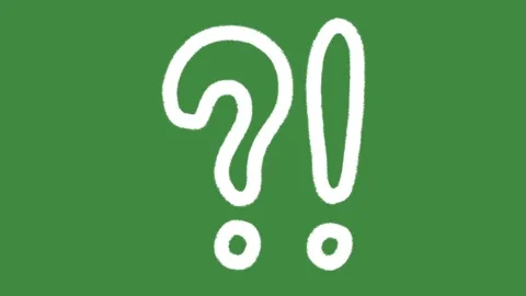 Question mark and exclamation point hand-drawn cartoon graphic with chalk icon Stock Footage 337052219