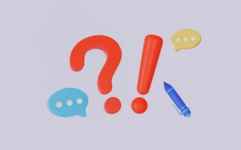 Question mark and exclamation point, chat mark 3d illustration Stock Illustration