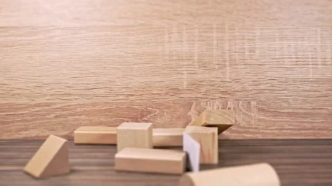 Question mark and falling wooden cubes. Questions, Stock Footage 227032513