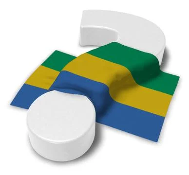 Question mark and flag of gabon - 3d illustration Illustrazione stock