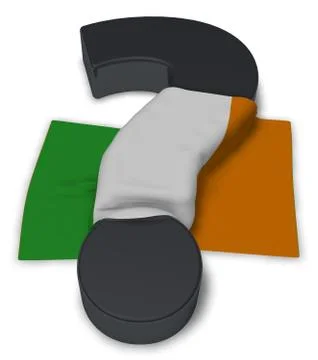 Question mark and flag of ireland - 3d illustration Stock-Illustration