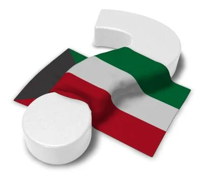 Question mark and flag of kuwait - 3d rendering Stock Illustration