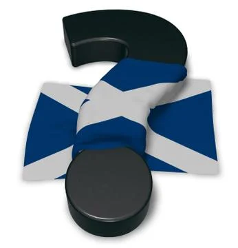 Question mark and flag of scotland - 3d illustration Illustrazione stock