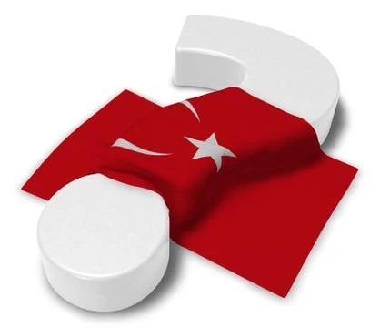 Question mark and flag of turkey - 3d rendering Stock Illustration