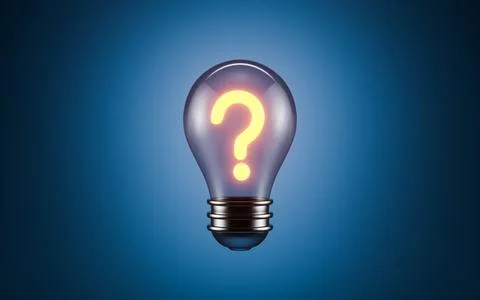 Question mark and lamp bulb, brainstorm and ideas, 3d rendering. Stock Illustration