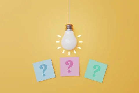 Question mark and light bulb  The process of problem solving Stock Photos