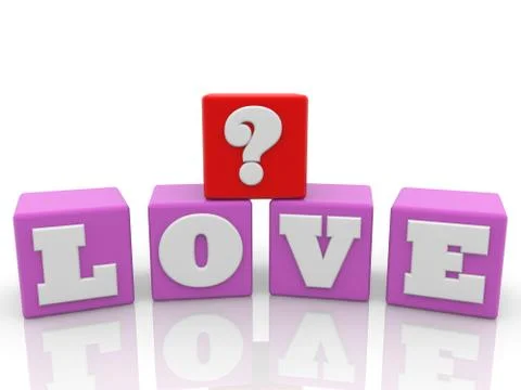 Question mark and love concept on cubes Stock Illustration