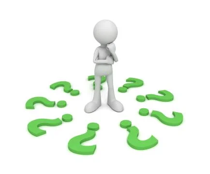 Question mark and man concept 3d illustration Stock Illustration