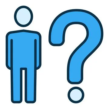 Question Mark and Man vector concept blue icon Stock Illustration